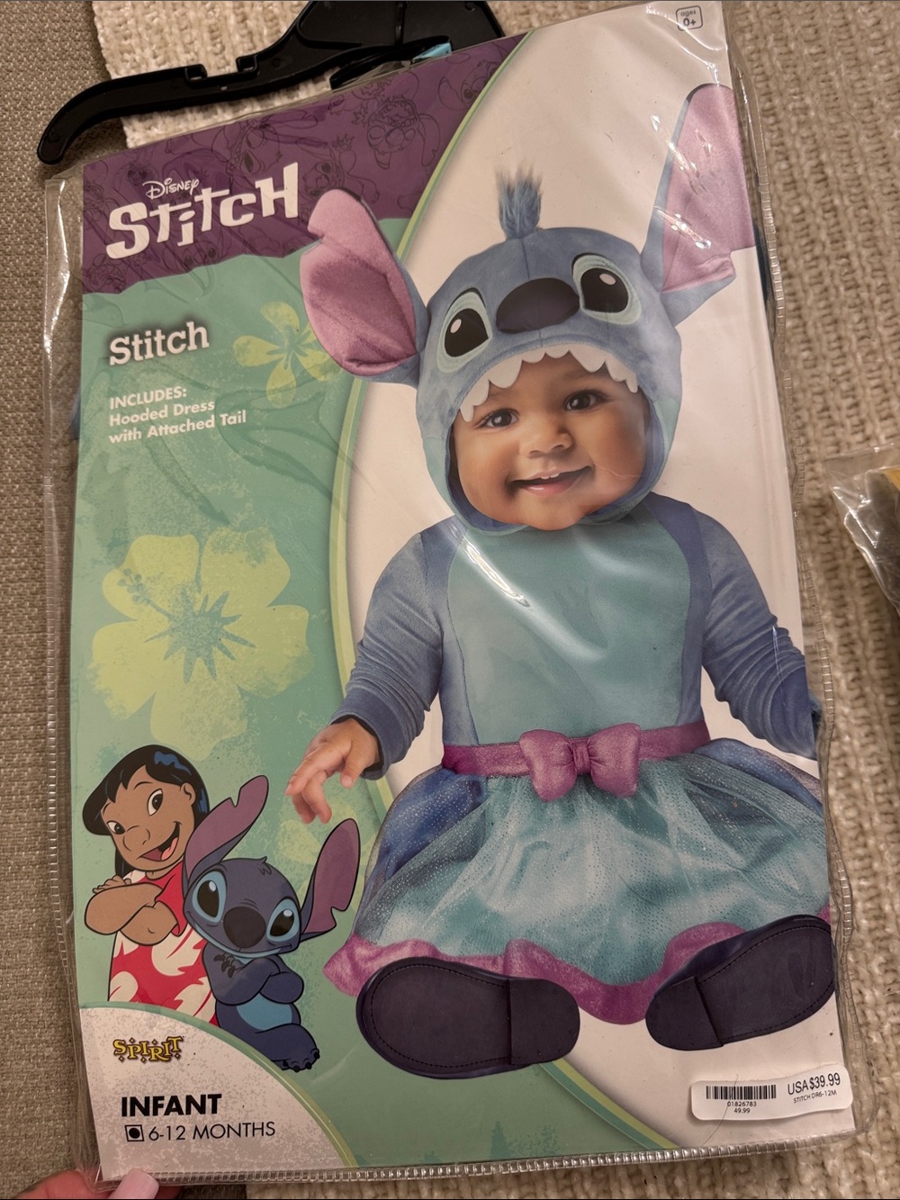 Disney Stitch Infant Hooded Dress Costume - Light Blue & Purple Accents - Picture 1 of 3